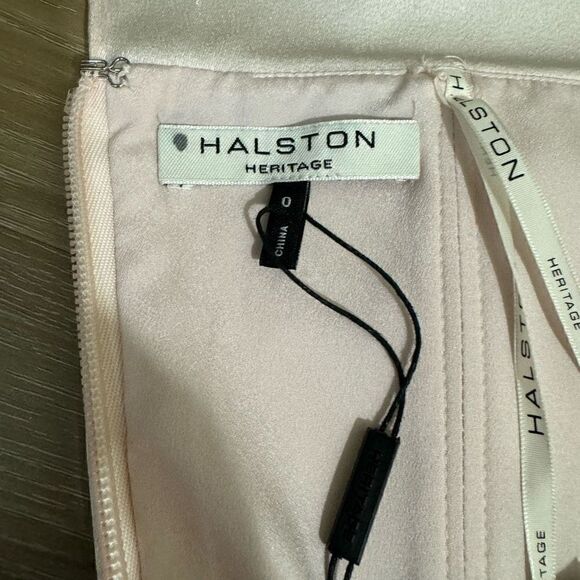 Halston Heritage Women's 0 Strapless Evening Dress Primrose Pink Layered Maxi - Picture 8 of 9